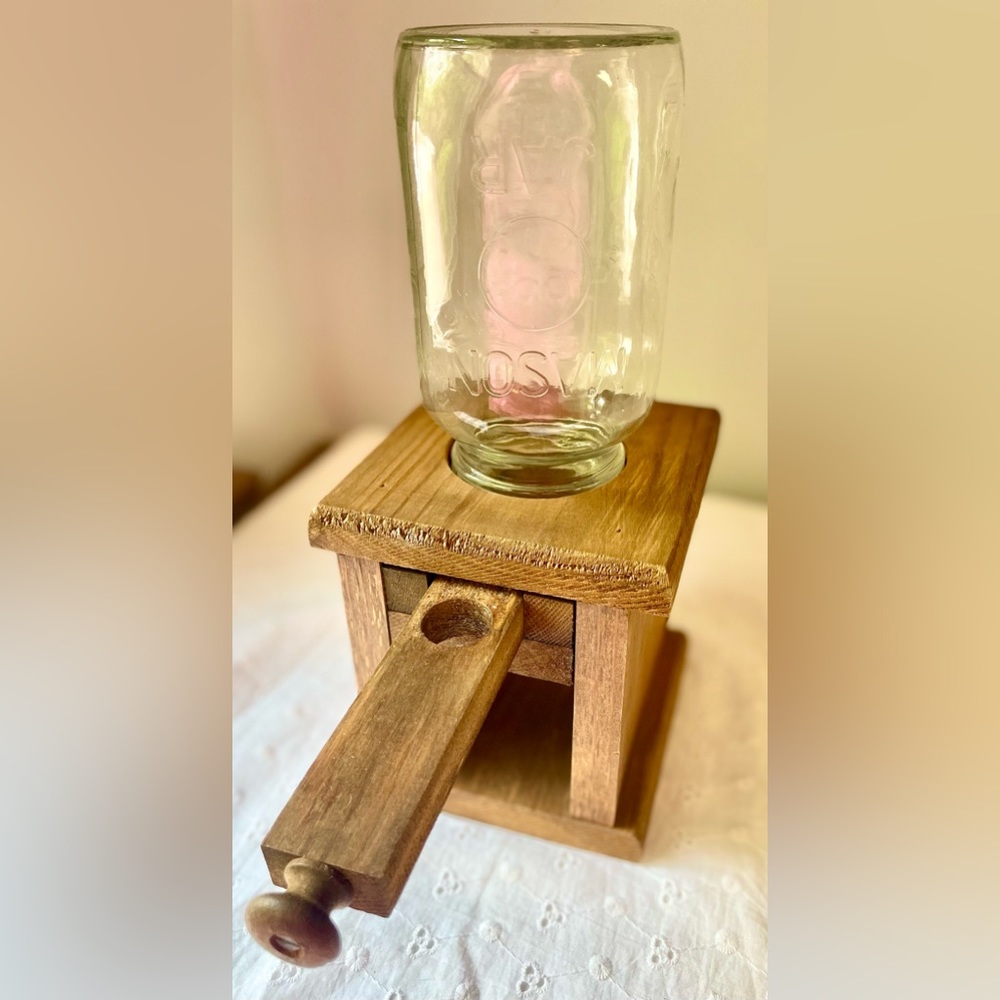 Vintage Wooden Mason Jar Candy/Peanut Dispenser